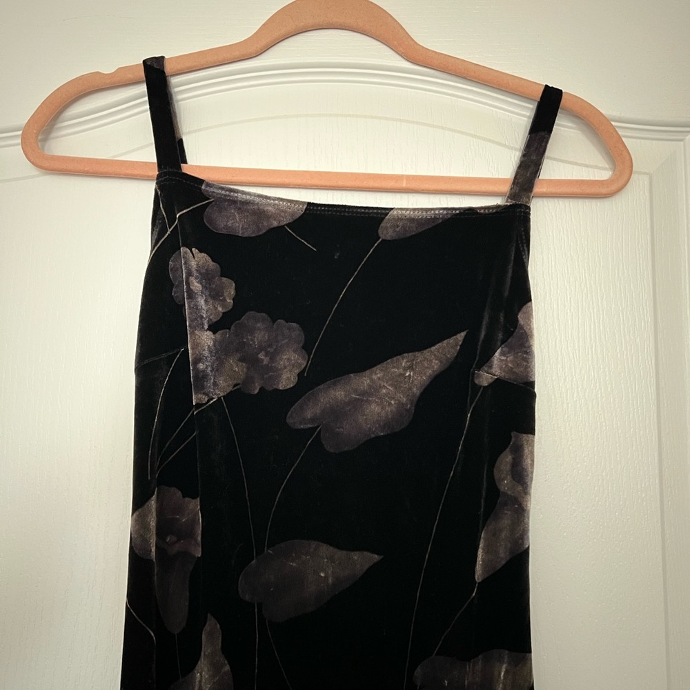 Cache black velvet foral dress. Size small. 90s 2000s dress. Long maxi. Bodycon